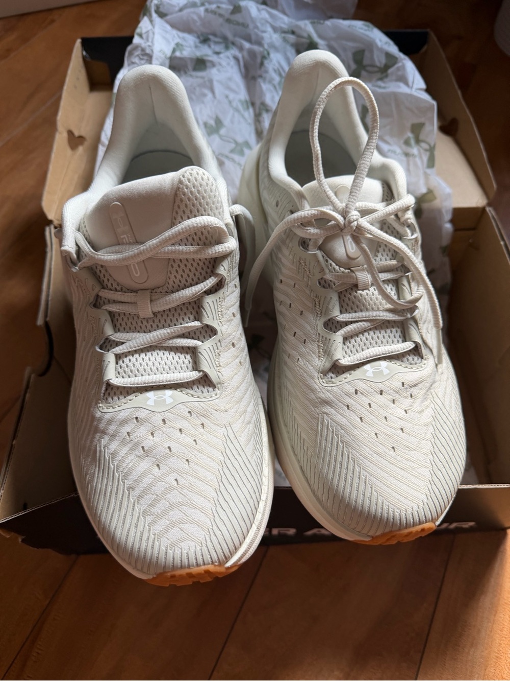 Under Armour Women's Athletic Running Sneakers - Cream with Orange Accent